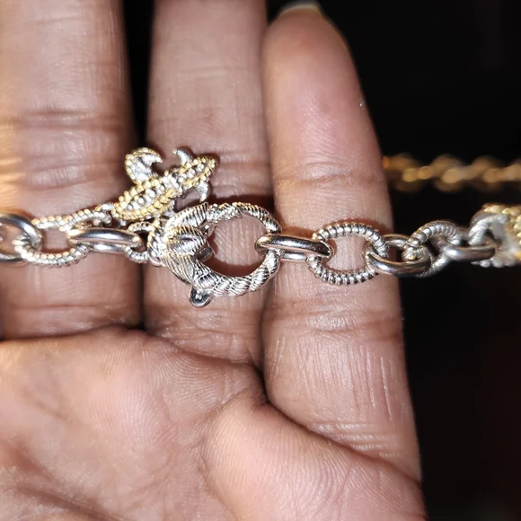 Judith Ripka Silver/ Gold 18in Heavy Chain Necklace - Picture 13 of 13